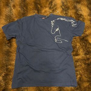 66 North navy blue t-shirt w/ white line drawing of Horse galloping size 2XL